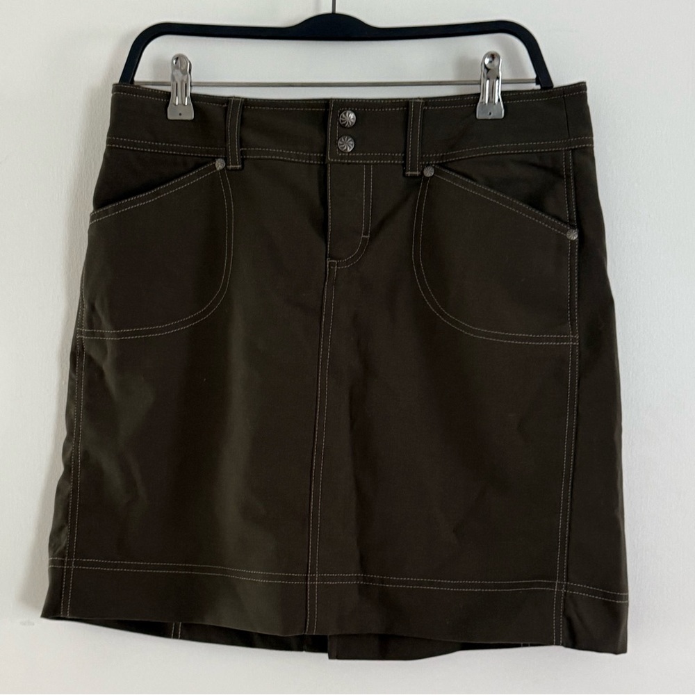 Athleta Green Olive Wool/Spandex Blend Sirrus Mini Skirt